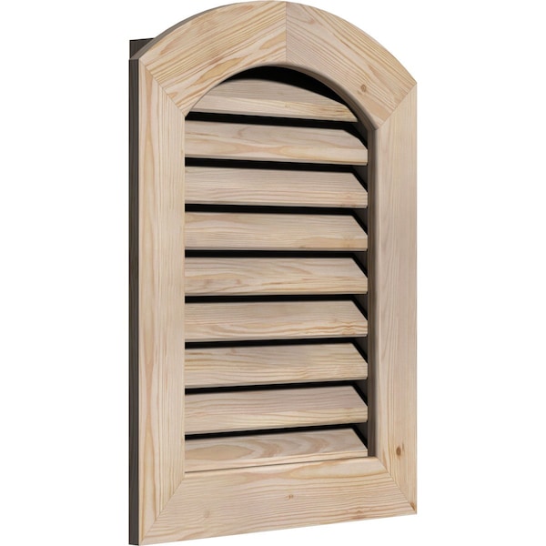 Arch Top Gable Vent Unfinished, Functional, Pine Gable Vent W/ 1 X 4 Flat Trim Frame, 12W X 18H